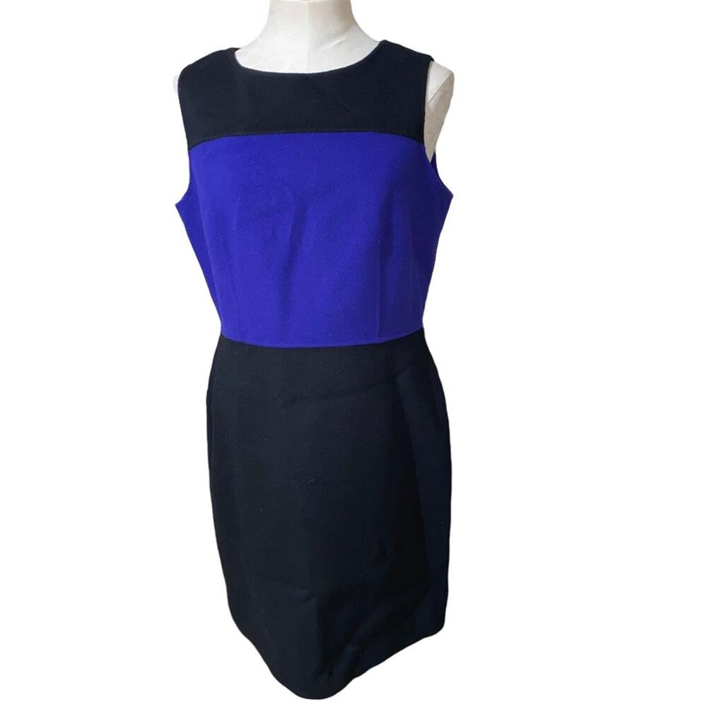 Talbots wool sleeveless colorblock dress with back invisible zipper size 12